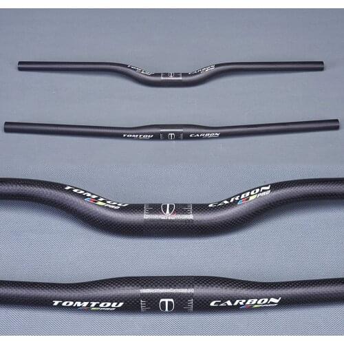TOMTOU Carbon Fibre Bike Mountain Handlebar MTB Bicycle Bars Riser Flat Stem 31.8mm Width 580/600/620/640/660/700/720/740/760mm
