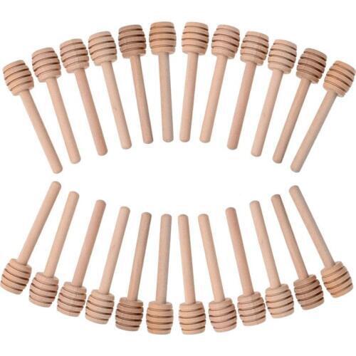 HOT-50 Pack of Mini 3 Inch Wood Honey Dipper Sticks, Individually Wrapped, Server for Honey Jar Dispenser Drizzled Honey, Wedd
