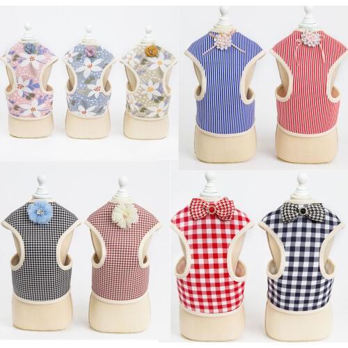 Cotton Japanese Style Small Dog Harness Cute Flower Chihuahua Puppy Cat Leash Adjustable Dog Clothes Halter