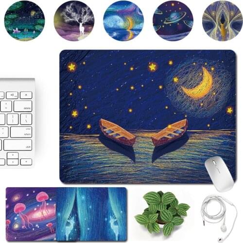 Gaming Mouse Pad Oil Painting Pattern Series Portable Mousepad Gaming Accessories Small Waterproof PU Leather Mouse Mat