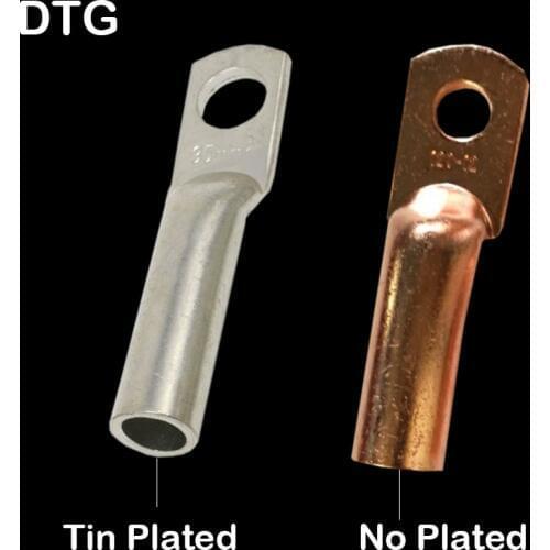 DTG-10 DTG-16 DTG-25 DTG-35 Tubular Type Tin Plated Copper Power Wire Cable Screw Hole Cold Press Connector Lug Crimp Terminal