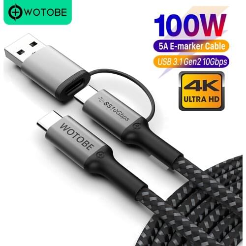 TYPE-C to C Cable USB C 5A E-MARK PD 100W USB 3.1 Gen2 10Gbps 4K 60Hz Video Nylon weaving alloy Power Line for Computer laptops