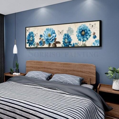 Blue Peony Flowers Canvas Painting Modern Wall Art Posters And Prints Pictures For Living Room Home Bedroom Decor Dining Artwork