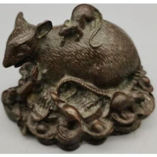 China archaize brass nine mouse small crafts statue