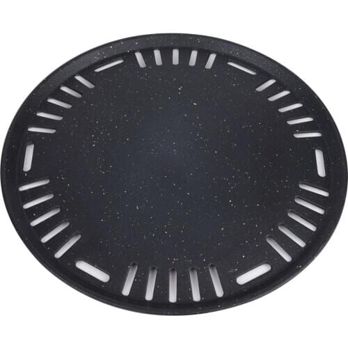 Korean BBQ Plate Round Charcoal Pan Fried Meat Cast Iron Grate Barbecue Grill Non-Stick