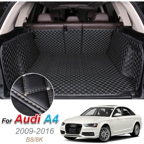 Custom Leather Car Trunk Mats For Audi A4 B8 2009-2016 Rear Trunk Floor Mat Tray Carpet Cargo Liner Auto Accessories