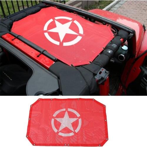 Sun Shade Screen Top Cover UV Ray Mesh ForJee Wrangler Jk 2007-2017 2-Door