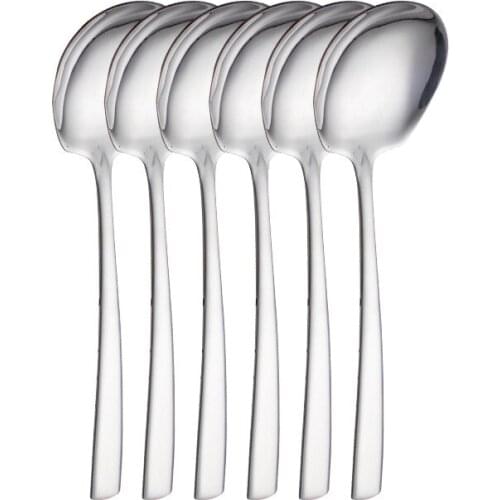 6pcs Thick Stainless Steel Spoon Party Banquet Buffet Kitchen Household Service Spoon Big Kitchen Tool Rice Spoon Set