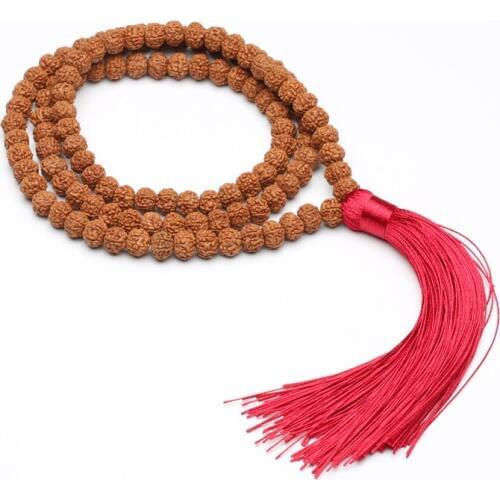 Seed Beads Natural Himalayan Rollach Seed Prayer Beads Vajra Bodhi 108 Bead String Necklace Spiritual Gift