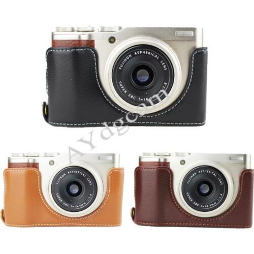 New Genuine Leather Camera Case Half Body Cover For Fujifilm XF10 FUJI X-F10 Real Leaather Bottom Case Black Brown Coffee