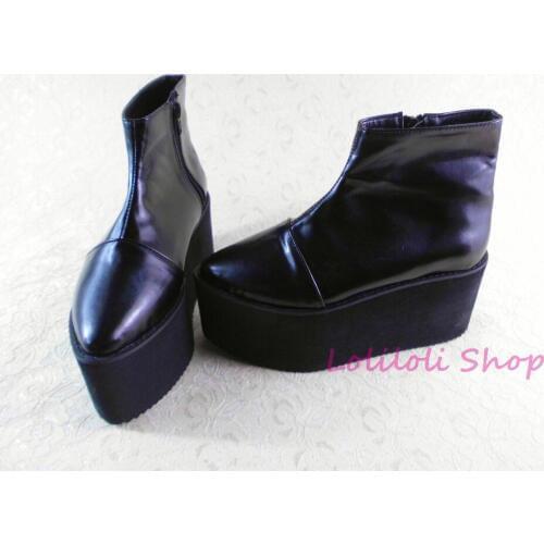 Punk shoes Big shoes special custom shoesan*tai*na* Black high bright inside zipper shoes custom 1382j-2 platform