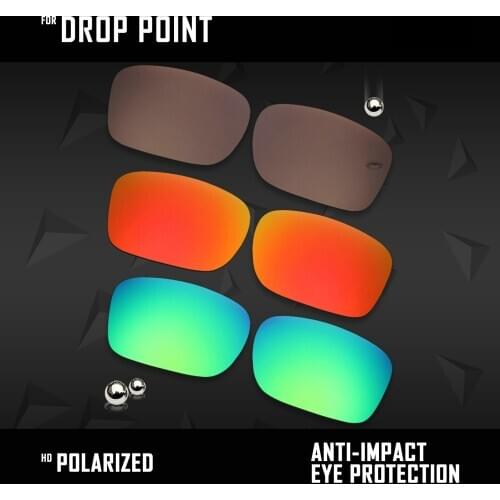 OOWLIT 3 Pairs Polarized Sunglasses Replacement Lenses for Oakley Drop Point OO9367-Brown & Fire Red & Emerald Green