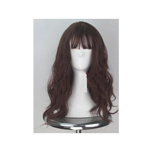 Harries Hermione Big Scalp Air Bangs Potter Middle length Brown Big Wave Cos Wig