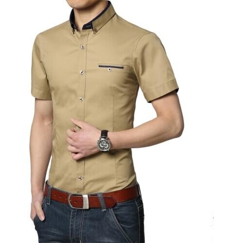 High Quality Fashion Short Sleeve Mens Shirt New Arrival Casual Business Formal Male Cotton Shirts Men Shirts Big Size 5XL