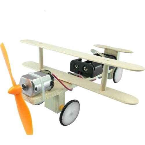DIY Electric Power Airplane Wooden Model Kit Bricks Set Technology Physical Science Experiments Educational Toys For Children