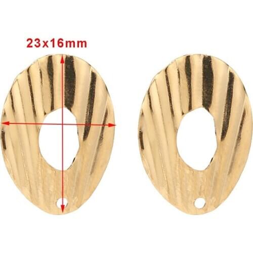 10pcs/lot New 23mm*16MM Golden stainless steel Post Stud Earrings Real Gold Plated for Dangle Earring Jewelry Making Rings