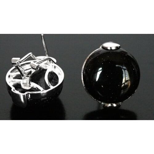 Simple style 925 Silver 18mm blue sand jade Stud Earrings REAL Natural