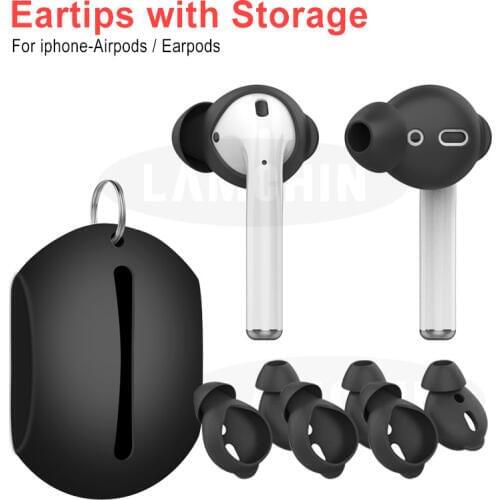 Silicone Cover Earphone 3Pairs Anti Slip Earbud Tips For Airpods Soundproof Earplug For Apple Earphone Earpads with Storage Box