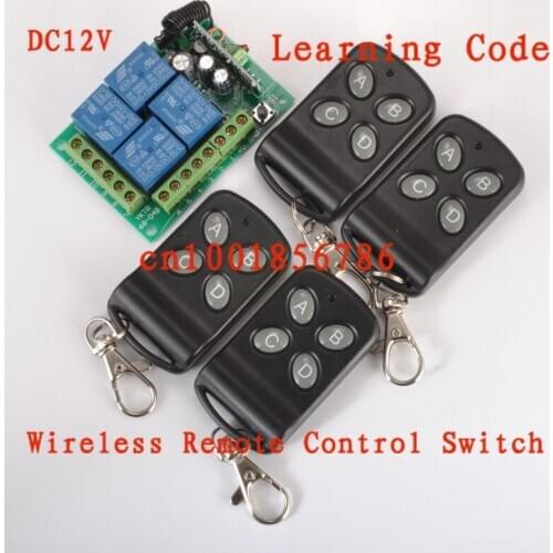 DC12V 4CH RF Wireless Remote Control System 4 transmitter and 1 receiver universal gate remote control /radio receiver