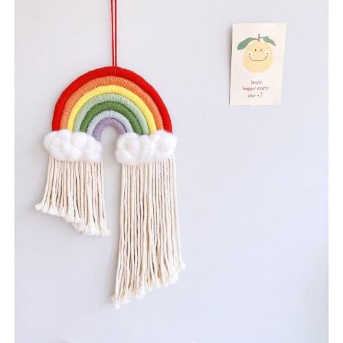 Nordic Kids Room Beads Garland Wall Decoration Handmade Rainbow Nursery Room Decor Hanging Decor Boys Girls Room Decor