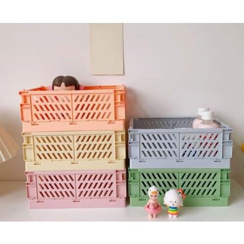 Stackable Plastic Organizing Baskets Desktop Stationery Cosmetic Sundries Fruit Toys Storage Organizers Folding Home Storage Box