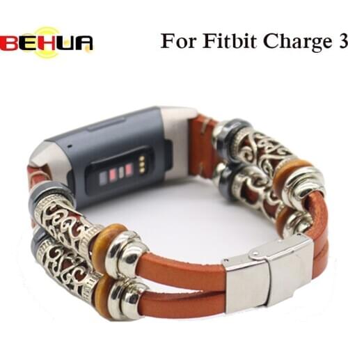 Replacement Watch Bands Wrist Strap For Fitbit Charge 3 Band Leather Strap for Charge3 Smart Personality Bracelet Wrist Strap