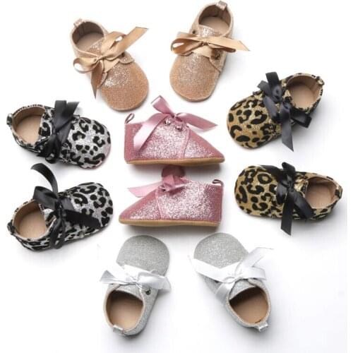CUTE Baby Tassel Soft Sole Glitter Shoes Bow Leoapard Infant Boy Girl Toddler Moccasin 0-18M
