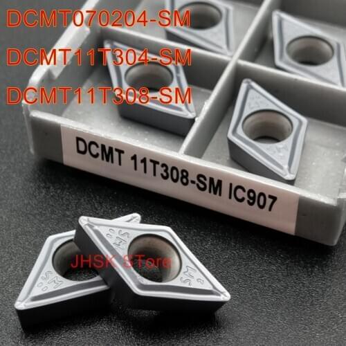 10PCS DCMT070204-SM DCMT11T304-SM DCMT11T308-SM IC907 Internal Turning Tool CNC Carbide Insert DCMT Turning Tools Blade Cutter