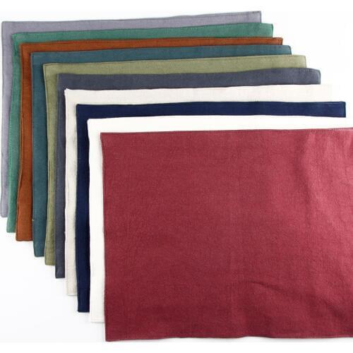 High Quality Washed linen placemat heat insulation mat dining table mat kids table Napkin Solid 10 Colours placemats
