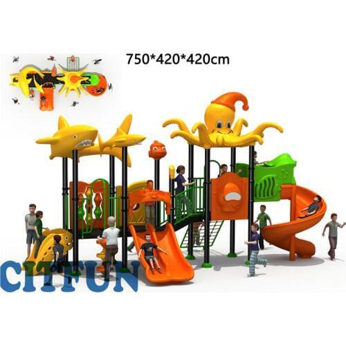Funny Ocean world outdoor playground for park ,kids slides games equipment OPB19-051A