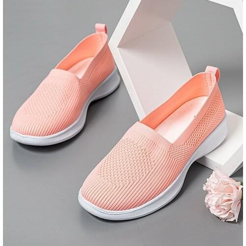 2021Summer Women Flat Slip On Mesh Breathable Shoes Woman Lightweight Sneakers Casual Footwear Femme Flats Shoes Womens Sandals