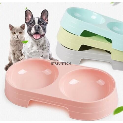 100pcs Double Dog Cat Bowls Splash-proof Pet Food Water Feeder For Dog Puppy Cats Pets Supplies Feeding Dishes Pet Bowl