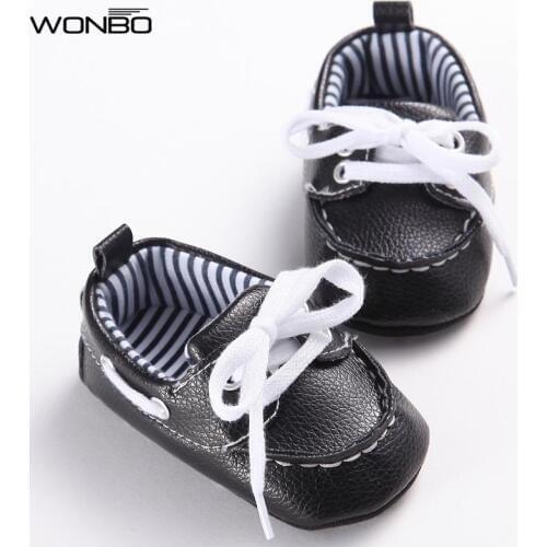2020 Fashion Classic Leisure Blue Infant Toddler Baby Boy Kid Prewalker PU Leather Shoes Crib Babe Soft Soled Loafer 0-1 Years