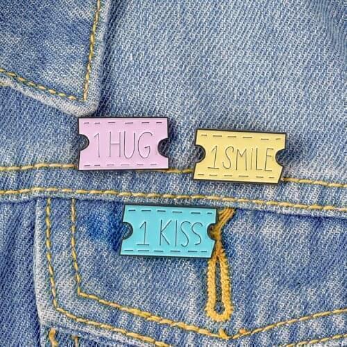 3 Pin Badges 1 Hug 1 Smile 1 Kiss Brooches Cute Letter Enamel Pin Badge Brooch Love Jewelry Gift For Girlfriend Boyfriend