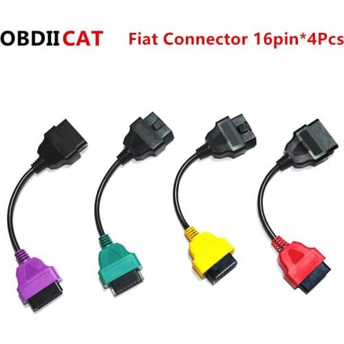 4 Pieces/ Set) for Fi---at Ecu Adaptor Fi---at Connector 16pin Cable OBD2 16Pin 16 Pin OBD Cable for F-i-at Four Colors