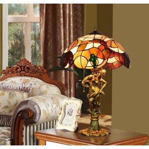 40cm creative classic grape lamp shade beauty alloy table lamp Tiffany stained glass living room bedroom Bar Hotel lamp