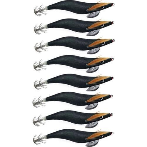 8Pcs 11g 21g Squid jig Hook Fishing Lure Dark Color Wood Shrimp Luminous Squid Fishing Tackle Sea Fishing Cuttlefish Bait