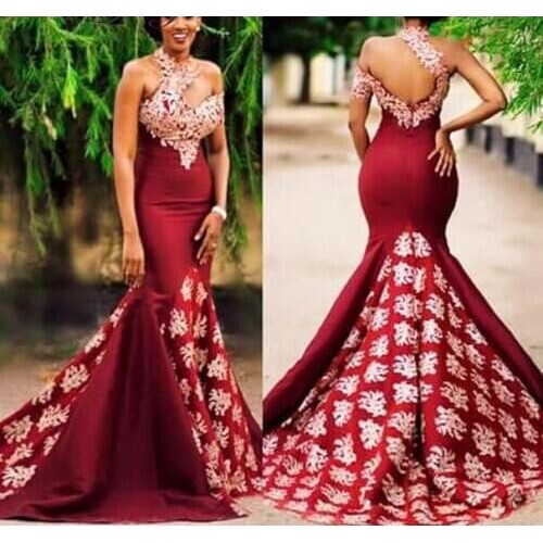African Off Shoulder Lace Applique Mermaid Prom Dresses Evening Dress Women Formal Gowns Aso Ebi Plus Size Vestido
