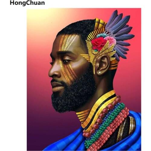 African tribe man 5D DIY full diamond round/square cartoon diamond embroidery mosaic cross stitch diamond painting muralNew Year