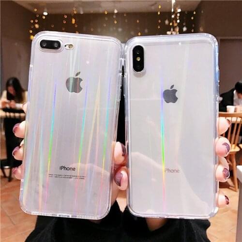 Hologram Rainbow Laser Cases For iPhone X XS Max XR Transparent Soft Fundas For iPhone 11 XR 6S 7 8 Plus 12 Clear Acrylic Covers