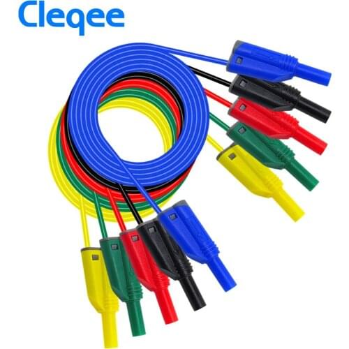 Cleqee P1050-1 4mm Banana Plug Test Lead Soft Silicone Cable Safe Stackable Male Plug 1M Wire 14AWG 1000V/10A