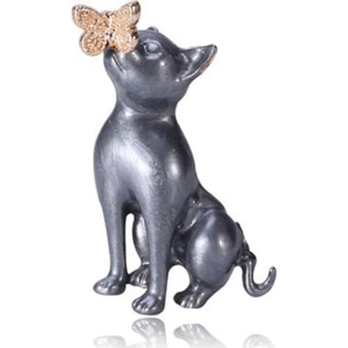 Enamel Gray Cat Kissing Butterfly Classic Brooches For Women Jewelry Gift