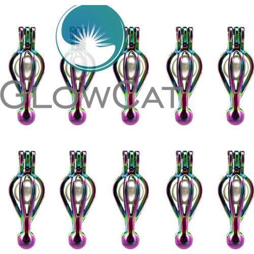 GLOWCAT 10x C565 Multicolors Hot Air Balloon Beads Cage Jewelry Making Essential Oil Diffuser Aroma Pearl Cage Locket Pendant