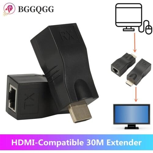 HDMI Extender rj45 4K 3D HDMI 1.4 30M Extender to RJ45 Over Cat 5e/6 Network LAN Ethernet Adapter Big Sale HDMI Extender