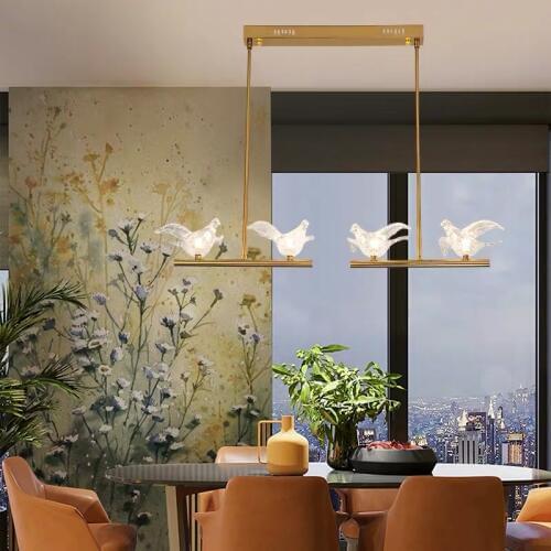 Crystal bird led ceiling lamp modern creative warm princess romantic bedroom lamp kids room light lustre Dining Room Lights