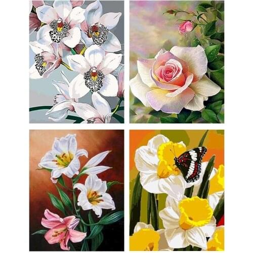 Gatyztory 60×75cm Flower Painting By Number Handpainted Kits Acrylic Paints Canvas Drawing Art Unique Gift Home Wall Decor