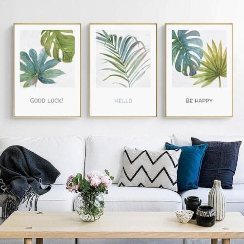 Green Plant Leaf Picture Wall Art Canvas Painting Nordic Posters and Prints Home Decoration Wall Pictures for Living Room Decor