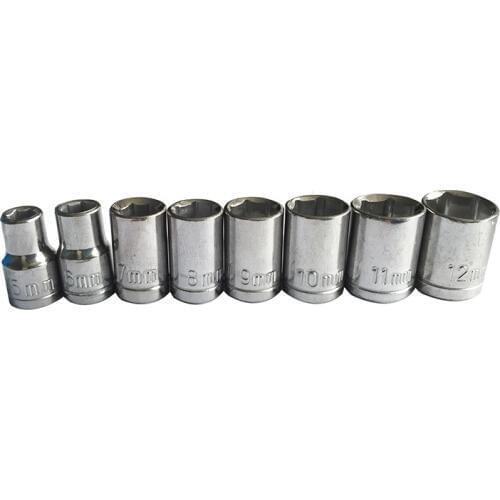 8 Pieces 5-12MM Metric Combination Drive Socket Set CRV Mirror Finished for Home Auto Car Repair Tools