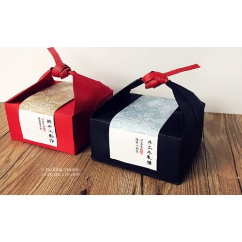 Kraft paper box add paper bag/ Cake Box Cupcake Gift Bakery Macaron Pastry Cookies Packaging Paper Boxes 100pcs/lot