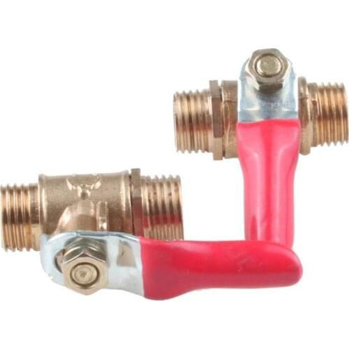 Red handle Valve Hose Barb Inline Brass Water Oil Air Shutoff Pipe Fuel Valve Line Ball Fittings Gas C6D6